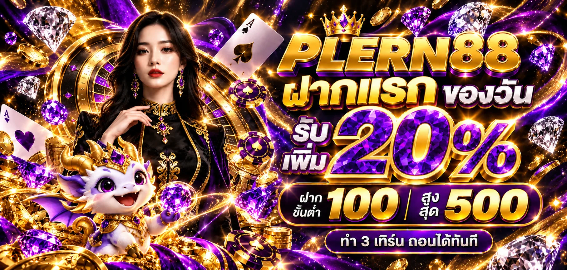 แบนเนอร์เข้าสู่ระบบและฝากแรก PLERN88